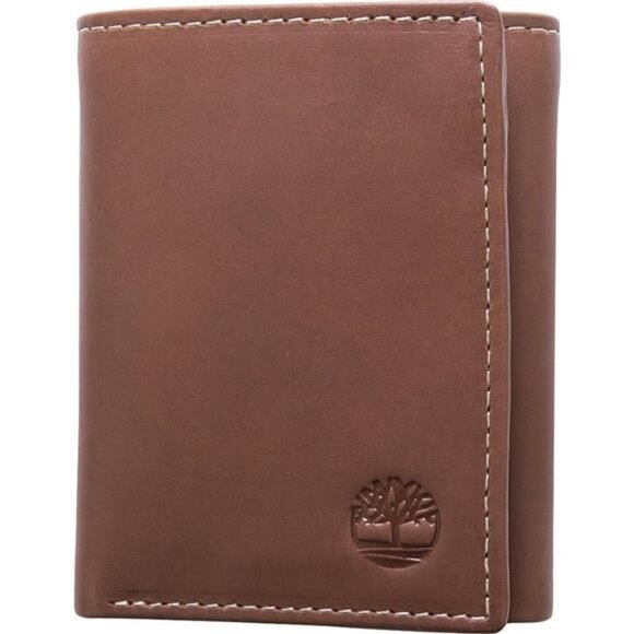 Men's Leather Trifold Wallet with Id Window, Brown (Hunter), One Size